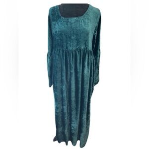 Haseena by Ravia teal Green crushed velvet Y2K fairy goth‎ whimsy dress size MED